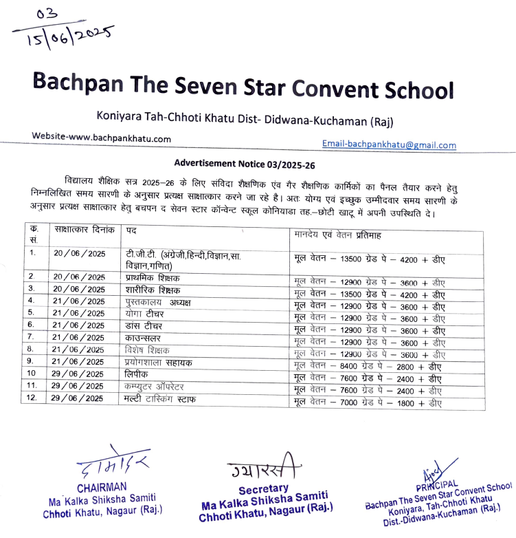 Advertisement Notice 03/2025-26